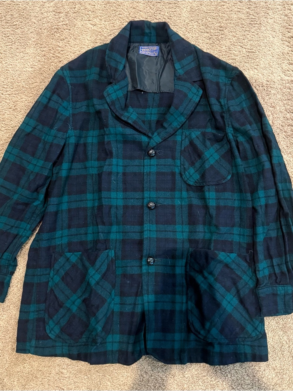 Vintage 70's Pendleton Wool Flannel
Board Shirt Men's M Medium Blue
Green Plaid
